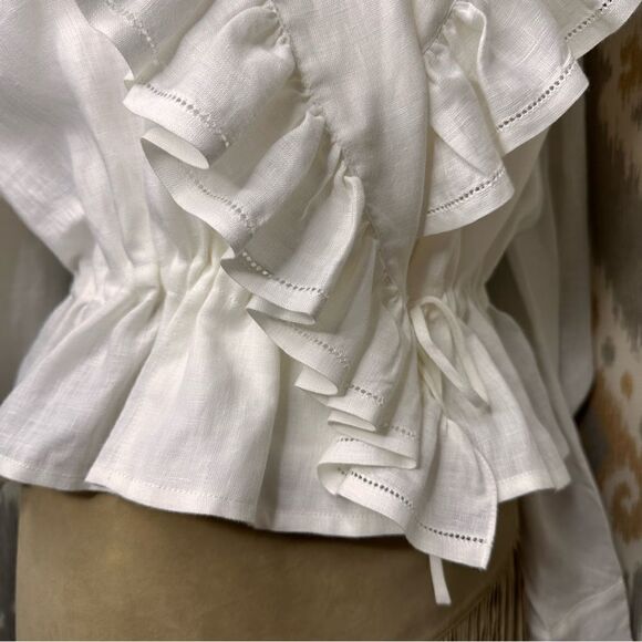 Ralph Lauren Spring 2011 Runway Collection White Linen Prairie Ruffle Blouse - Picture 11 of 16